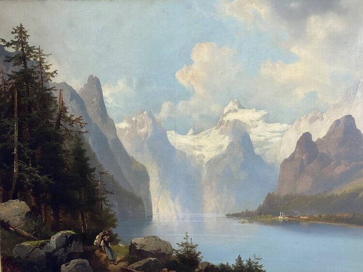 Горный пейзаж с путешественницей  Josef Thoma the Younger (1828 – 1899)