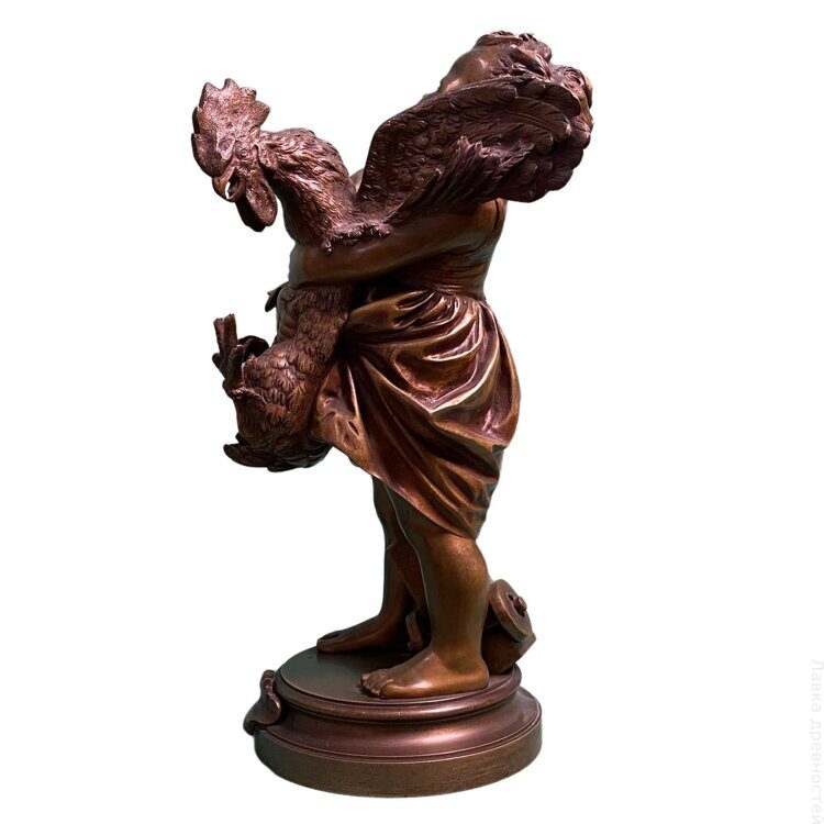 Бронзовая скульптура "Ребёнок с петухом"